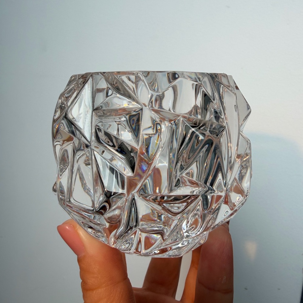 Vintage Tiffany & Co. Rock Cut Crystal Votive Candle Holder, Discontinued Piece